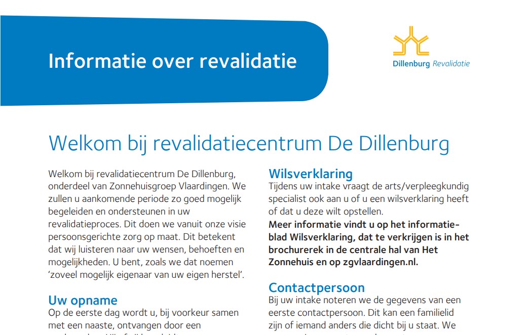 Informatie over verblijf op revalidatie-afdeling